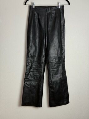 ZARA BLACK VEGAN LEATHER HIGH WAISTED PANTS SMALL #32